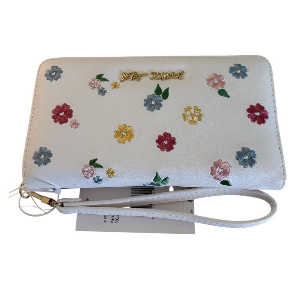 Betsey Johnson Embroidered Floral Print Wristlet/Wallet. Very Pretty.